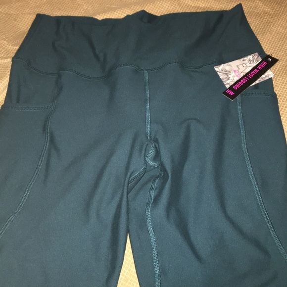 Avcr Pants - New Teal Hi Rise Leggings w Pockets ankle Length